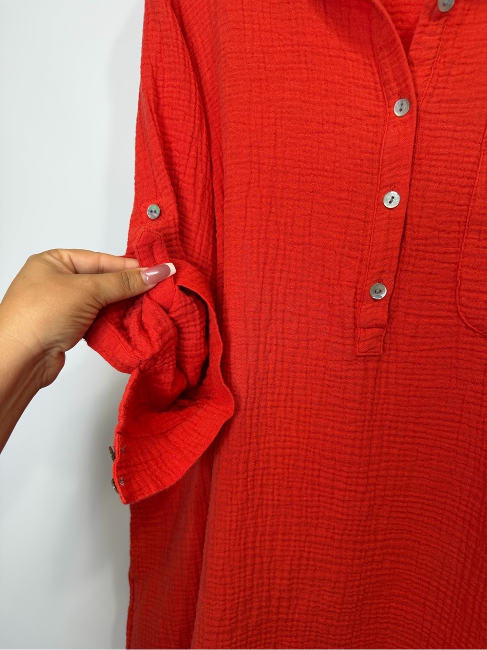 J. Jill 100% Cotton Button-Henley Midi Shirt Dress Size L - Picture 12 of 14